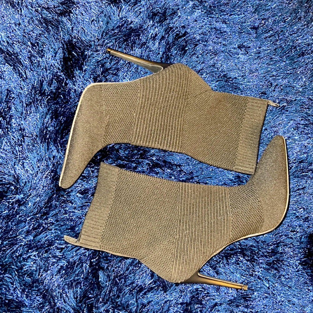 Black textured booties